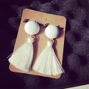 SALE ** NWOT White Tassel Earrings
